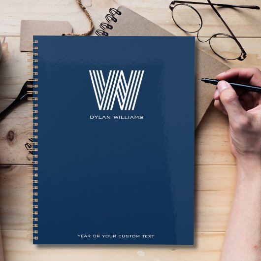 Modern minimalistisch monogram op maat blauw planner