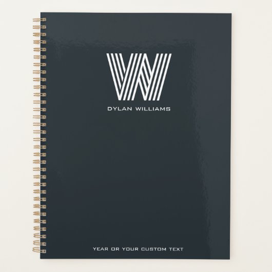 Modern minimalistisch monogram op maat grijs planner (Voorkant)