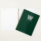 Modern minimalistisch monogram op maat groen planner (Display)