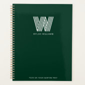 Modern minimalistisch monogram op maat groen planner (Voorkant)