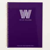 Modern minimalistisch monogram op maat Paarse Planner (Voorkant)