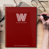 Modern minimalistisch monogram op maat rood planner