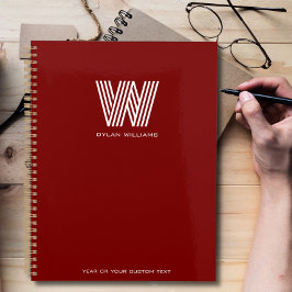 Modern minimalistisch monogram op maat rood planner
