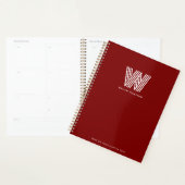 Modern minimalistisch monogram op maat rood planner (Display)