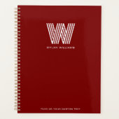 Modern minimalistisch monogram op maat rood planner (Voorkant)