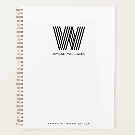 Modern minimalistisch monogram op maat wit planner (Voorkant)