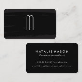 Modern minimalistisch monogram op zwart geborsteld visitekaartje (Voorkant / Achterkant)