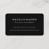 Modern minimalistisch monogram op zwart geborsteld visitekaartje (Achterkant)