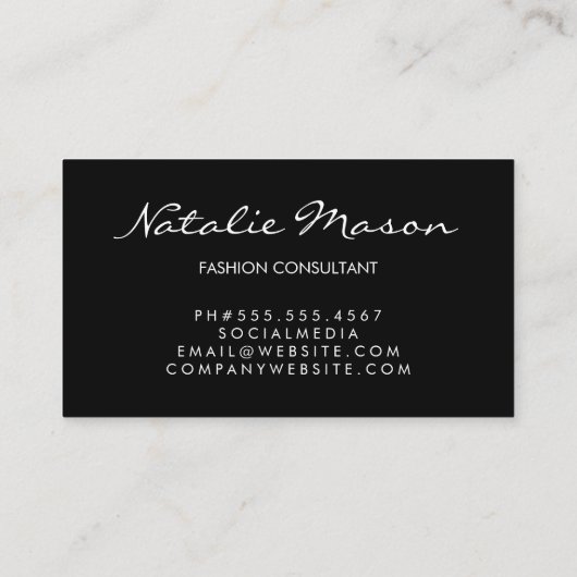 Modern minimalistisch monogram op zwart/goudborst visitekaartje (Achterkant)