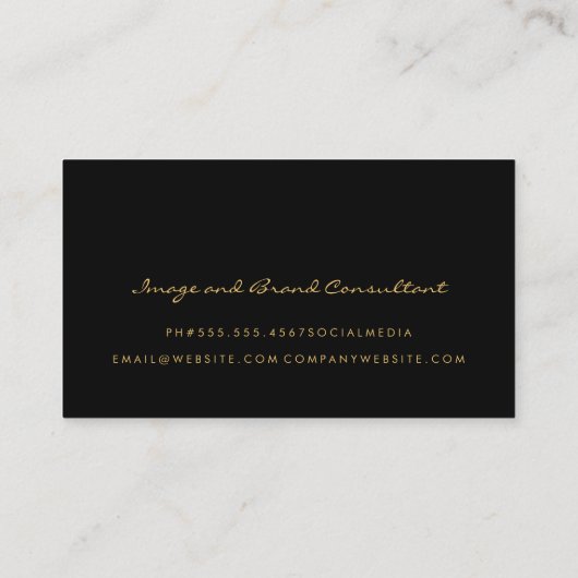 Modern minimalistisch monogram op zwart/goudborst visitekaartje (Achterkant)