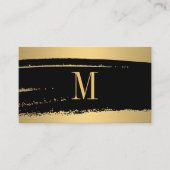 Modern minimalistisch monogram op zwart/goudborst visitekaartje (Voorkant)