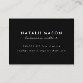 Modern minimalistisch monogram op zwart visitekaartje (Achterkant)
