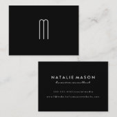 Modern minimalistisch monogram op zwart visitekaartje (Voorkant / Achterkant)