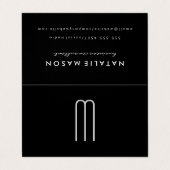 Modern minimalistisch monogram op zwart visitekaartje (Buitenkant ongevouwen)