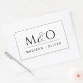 Modern minimalistisch monogram paar rechthoekige sticker (Envelop)
