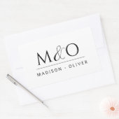 Modern minimalistisch monogram paar rechthoekige sticker (Envelop)