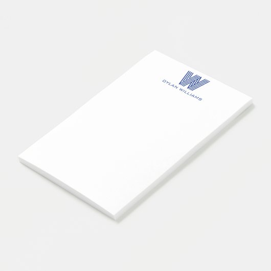 Modern minimalistisch monogram post-it® notes (Schuin)
