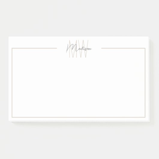 Modern minimalistisch monogram post-it® notes (Voorkant)