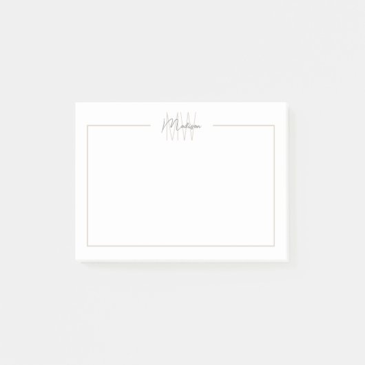 Modern minimalistisch monogram post-it® notes (Voorkant)