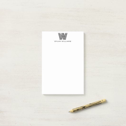 Modern minimalistisch monogram post-it® notes (Op bureau)