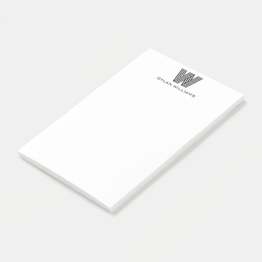 Modern minimalistisch monogram post-it® notes (Schuin)