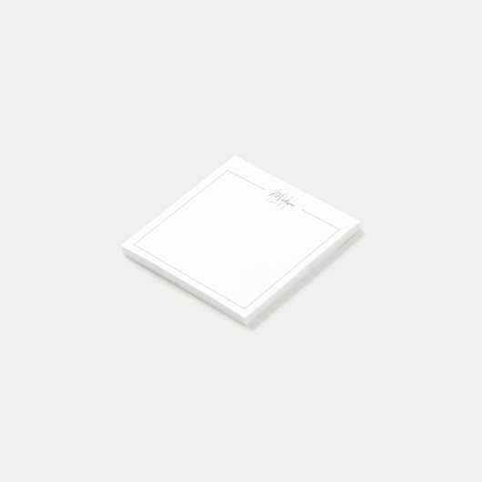 Modern minimalistisch monogram post-it® notes (Schuin)