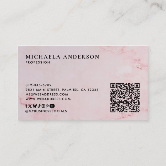 Modern minimalistisch monogram QR-code en sociale  Visitekaartje (Achterkant)