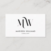 Modern minimalistisch monogram QR Code Professiona Visitekaartje (Voorkant)