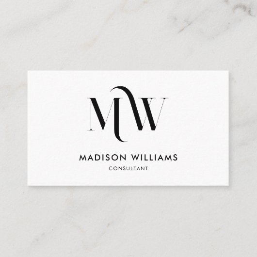 Modern minimalistisch monogram QR Code Professiona Visitekaartje (Voorkant)