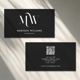 Modern minimalistisch monogram QR Code Professiona Visitekaartje
