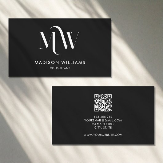 Modern minimalistisch monogram QR Code Professiona Visitekaartje