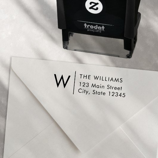 Modern minimalistisch monogram retouradres zelfinktende stempel
