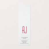 Modern Minimalistisch Monogram Rood Wit Plain Visitekaartje (Buitenkant ongevouwen)