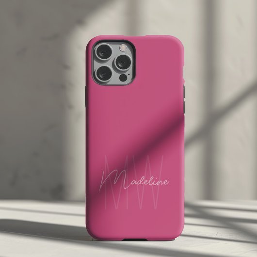 Modern minimalistisch monogram roze Case-Mate iPhone case