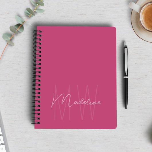 Modern Minimalistisch Monogram Roze Notitieboek