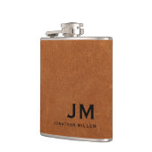 Modern minimalistisch monogram Sable Brown Leather Heupfles (Links)