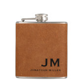 Modern minimalistisch monogram Sable Brown Leather Heupfles (Voorkant)