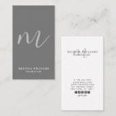Modern minimalistisch monogram schoon grijs - vert visitekaartje (Voorkant / Achterkant)