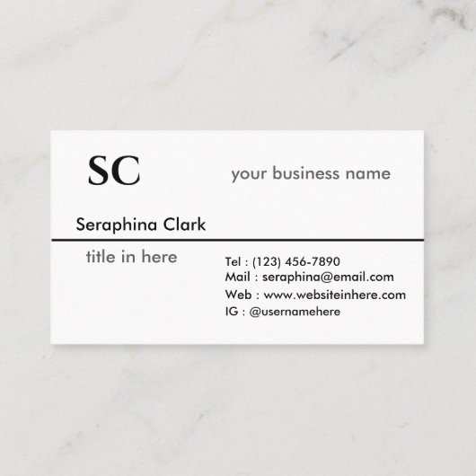 Modern minimalistisch monogram schoon professional visitekaartje (Achterkant)