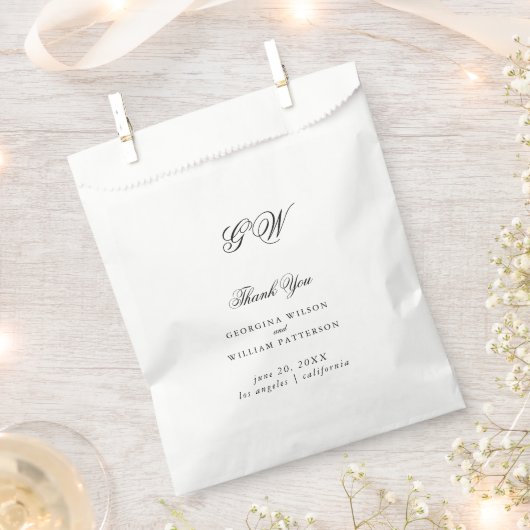 Modern Minimalistisch Monogram Script Bruiloft Bedankzakje (Geknipt)