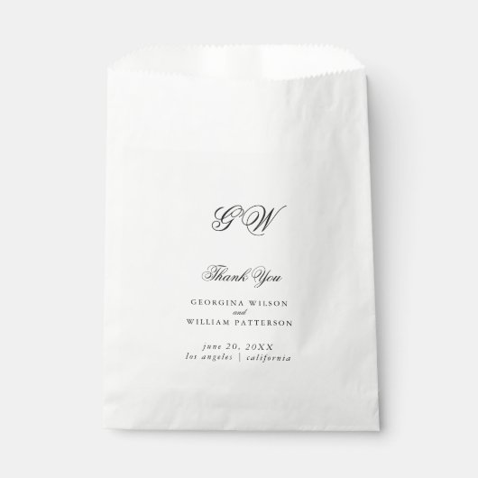 Modern Minimalistisch Monogram Script Bruiloft Bedankzakje (Voorkant)