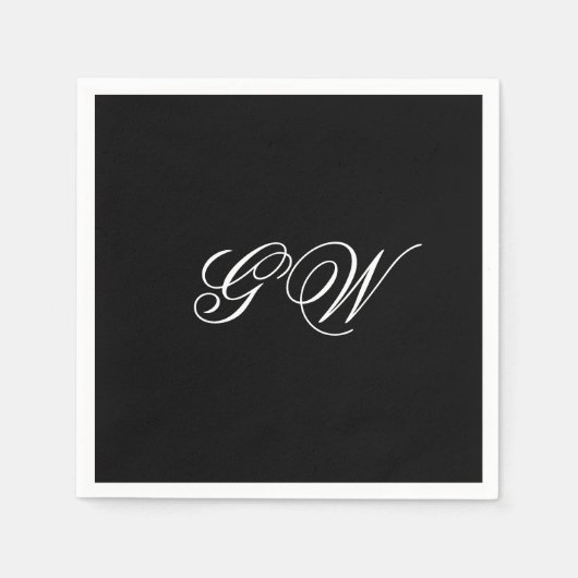 Modern Minimalistisch Monogram Script Papier Serve Servet (Voorkant)