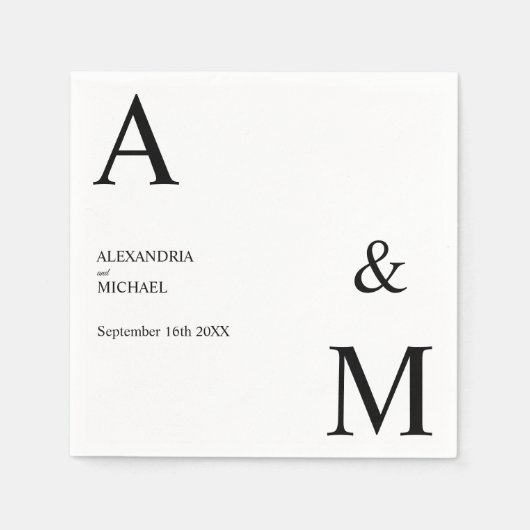 Modern Minimalistisch Monogram Servet (Voorkant)