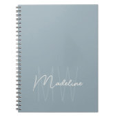 Modern Minimalistisch Monogram Stofblauw Notitieboek (Voorkant)