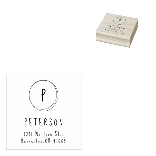 Modern minimalistisch monogram terugkeeradres rubberstempel (Gestempeld)