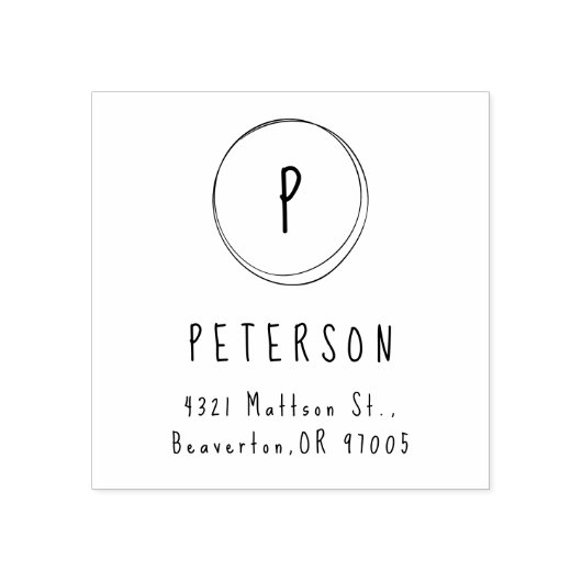 Modern minimalistisch monogram terugkeeradres rubberstempel (Afrduk)