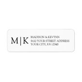 Modern Minimalistisch Monogram Trouwadres Etiket (Voorkant)