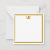 Modern Minimalistisch Monogram Twee Grenzen Goud W Notitiekaartje (Voorkant)