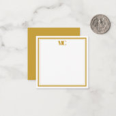 Modern Minimalistisch Monogram Twee Grenzen Goud W Notitiekaartje (Voorkant / Achterkant in situ)