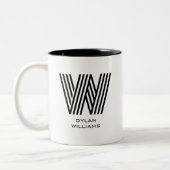 Modern minimalistisch monogram tweekleurige koffiemok (Links)